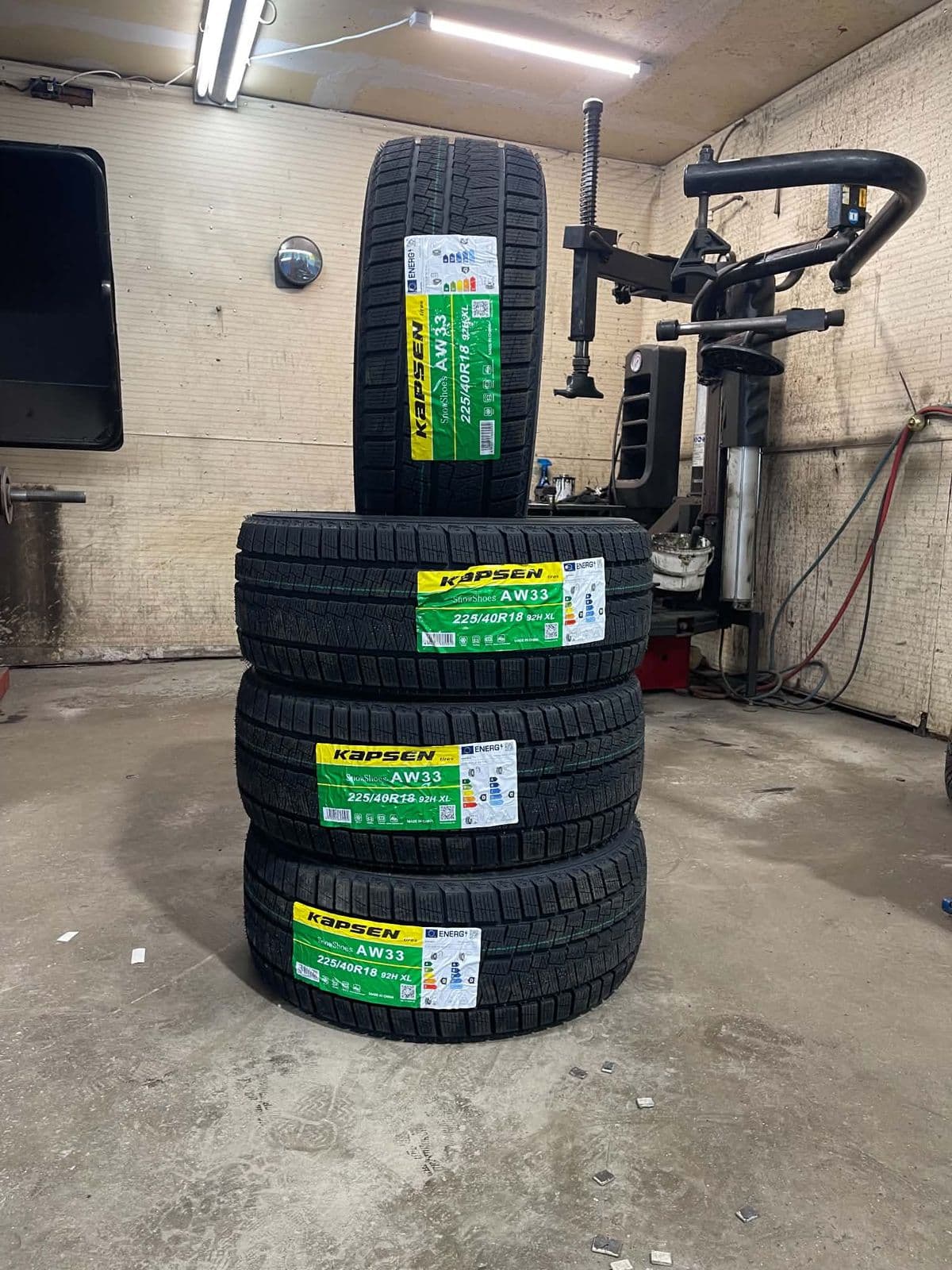 A set of Kapsen SnowShoes AW33 winter tires in 225/40R18 at Techtire, Ottawa